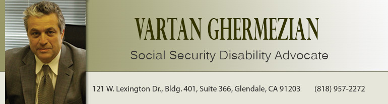 Header for Website with Photo and Info of: Vartan Ghermezian, Social Security Disability Advocate